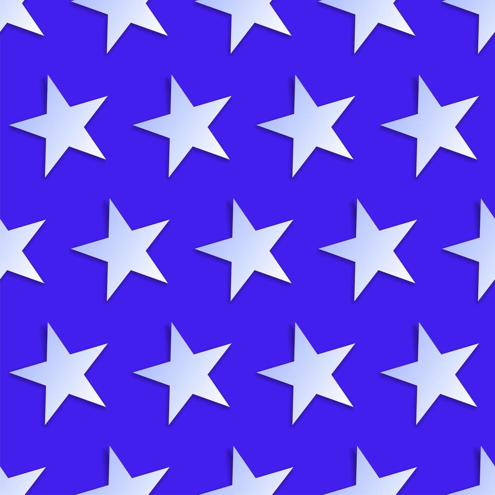 padrão sem emenda do estilo dos EUA com estrelas brancas em fundo azul vetor