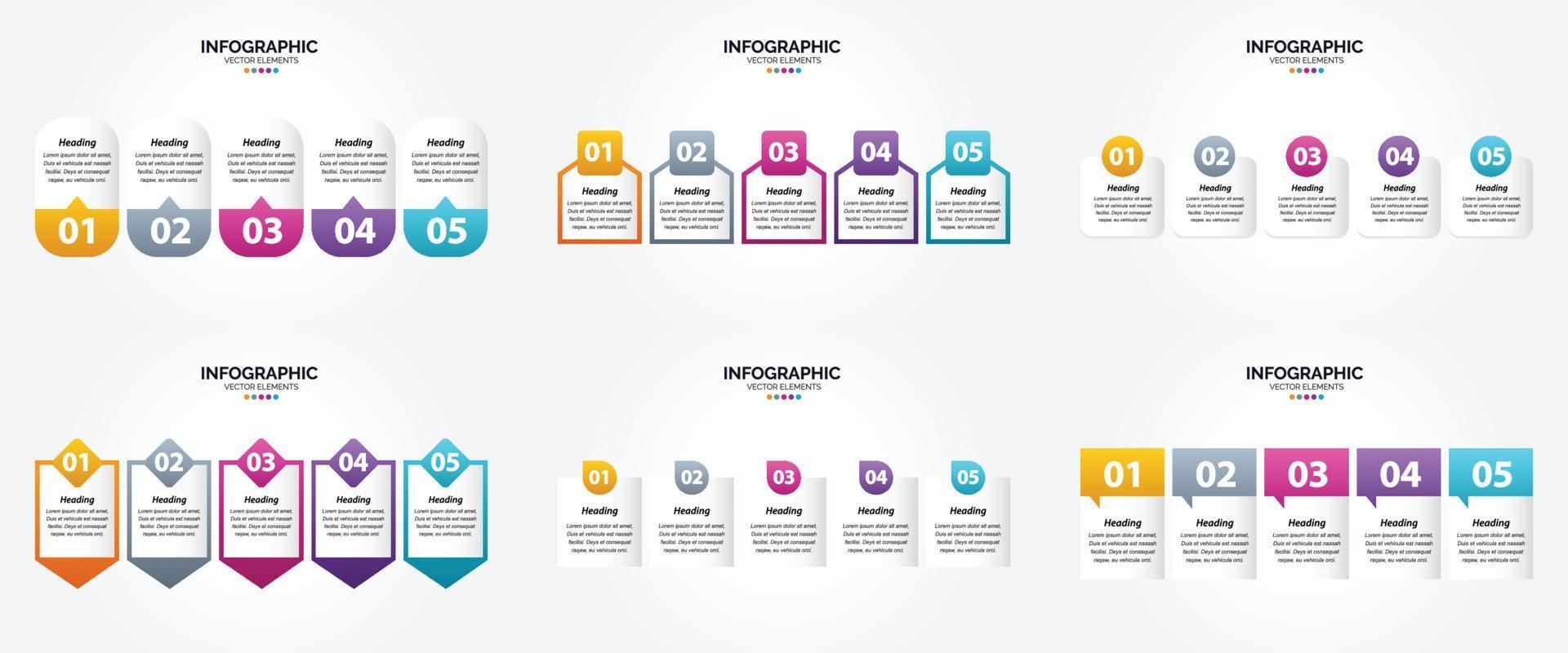 conjunto de design plano de infográficos de ilustração vetorial para folheto publicitário e revista vetor