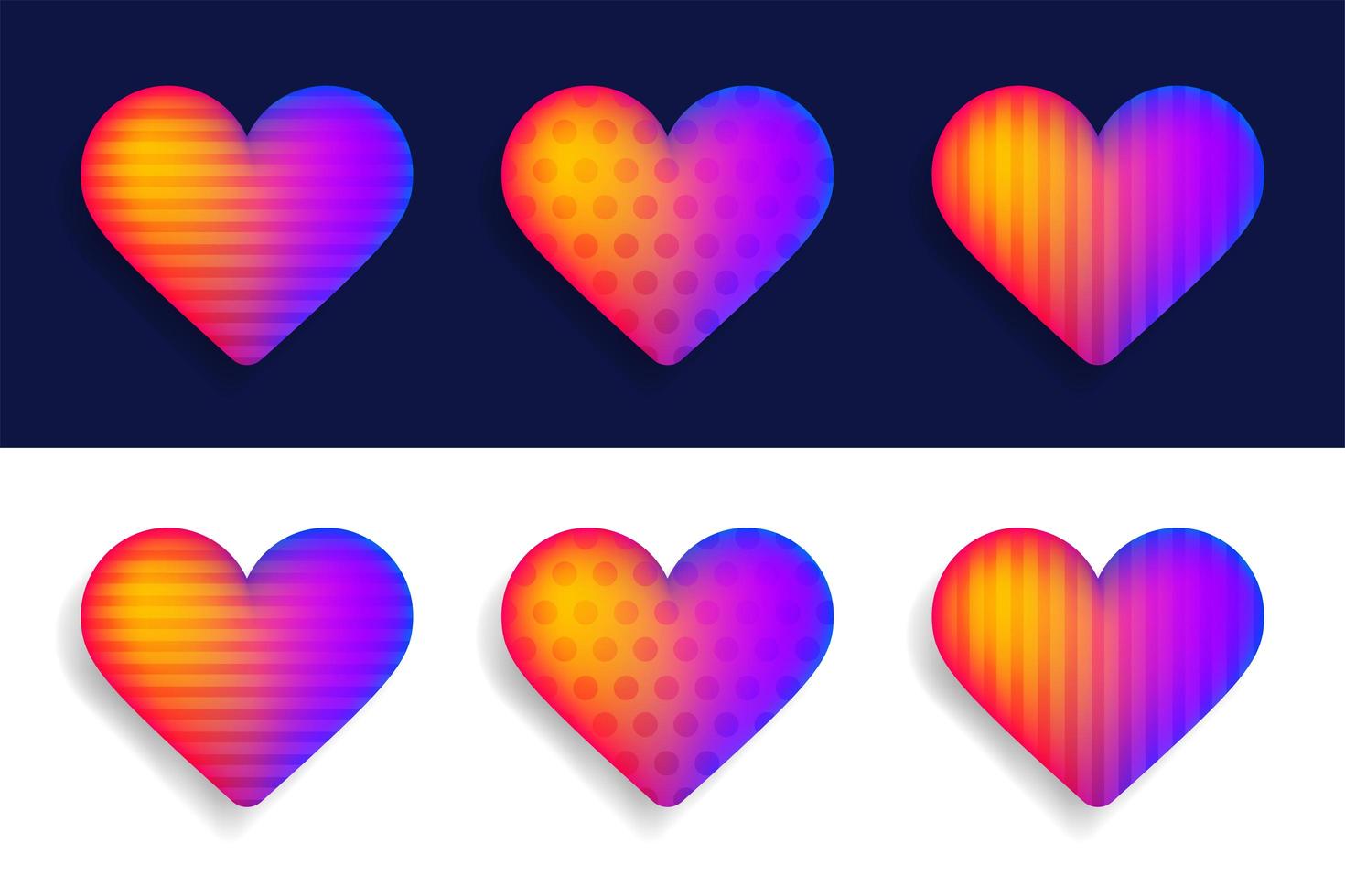 conjunto de vetores de corações realistas coloridos