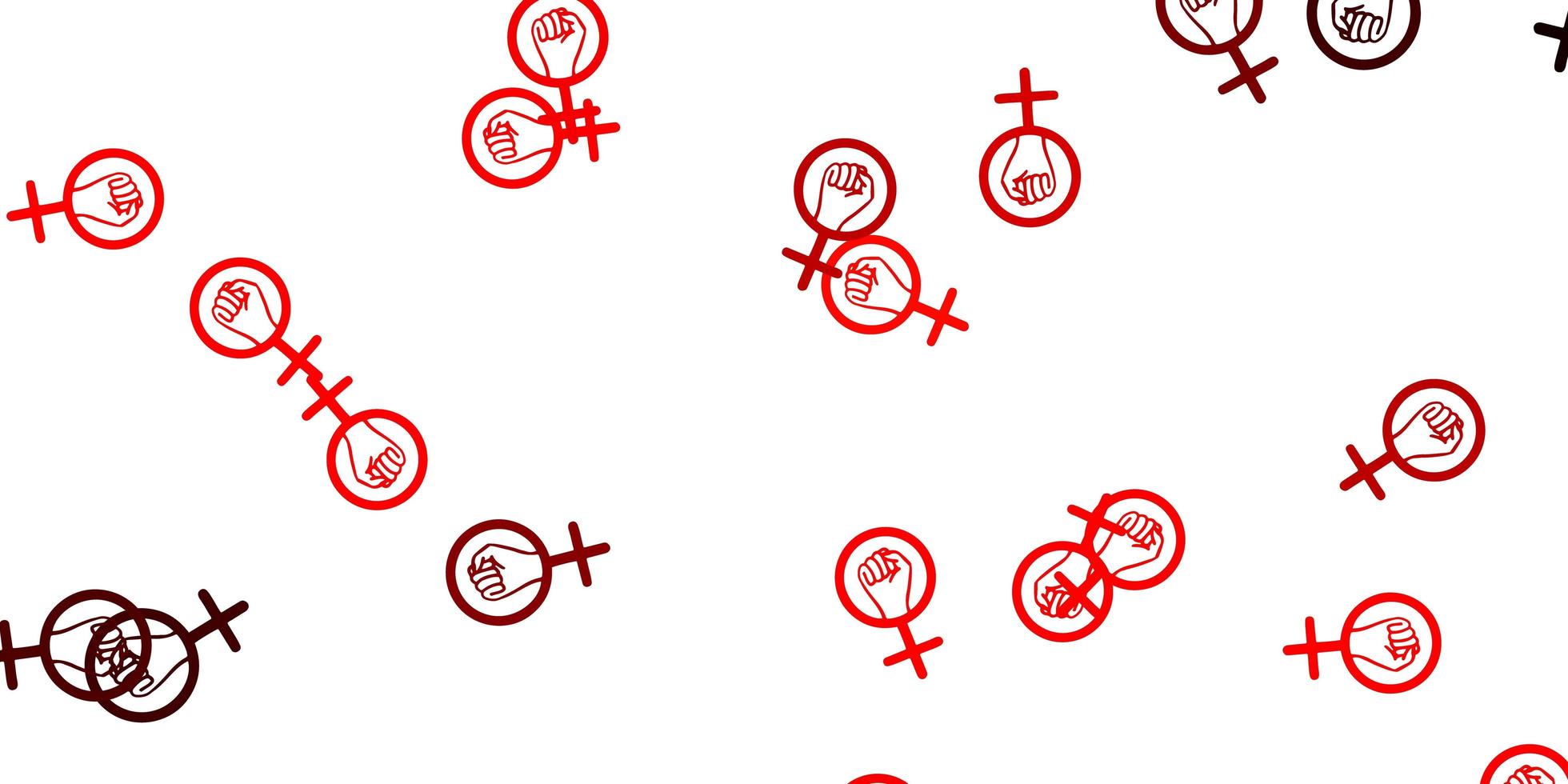 textura vector vermelho claro com símbolos dos direitos das mulheres.