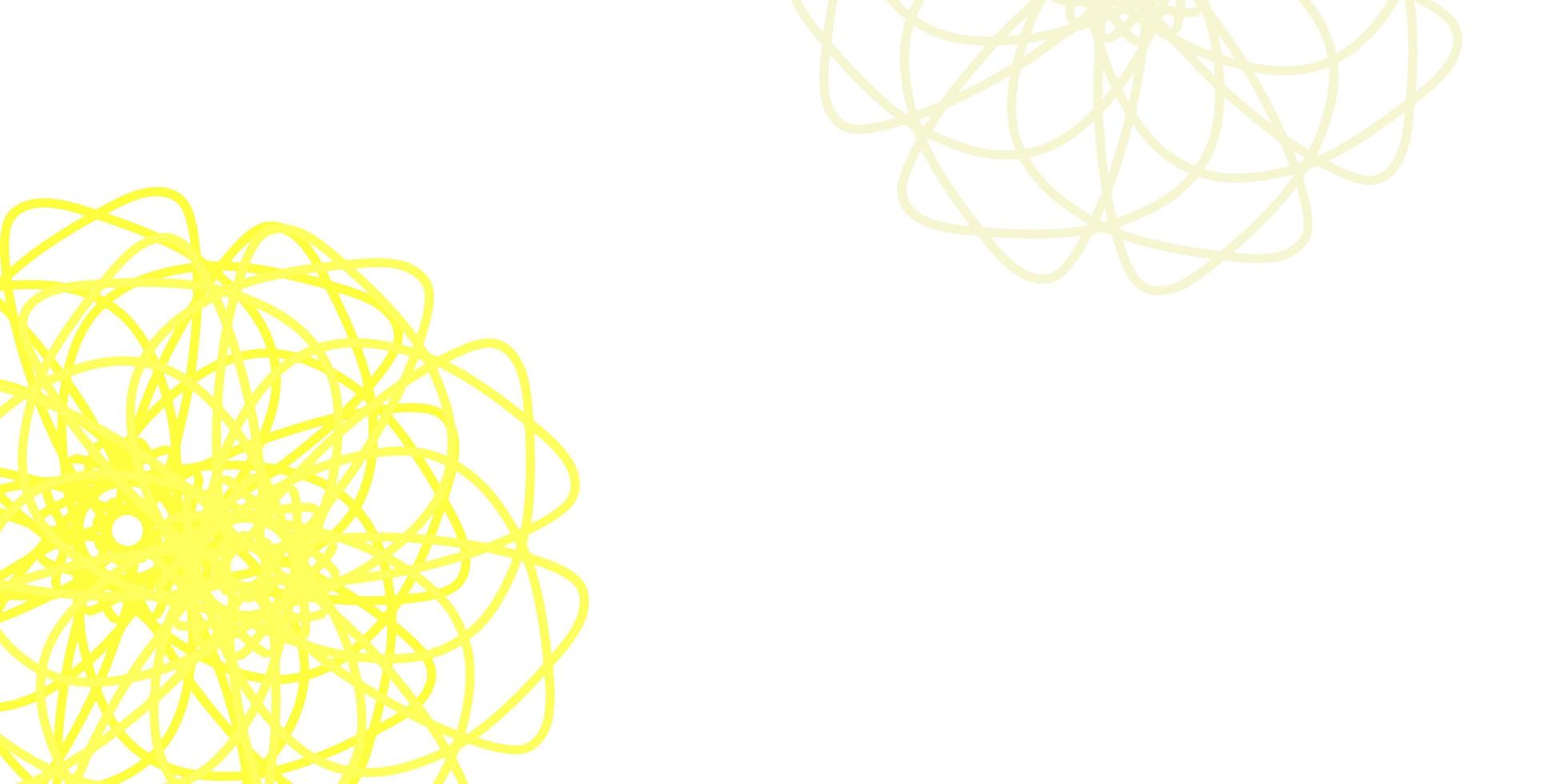 modelo de doodle de vetor amarelo claro com flores.
