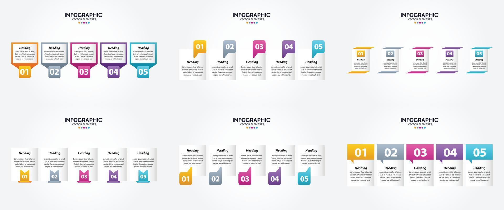 conjunto de design plano de infográficos de ilustração vetorial para folheto publicitário e revista vetor