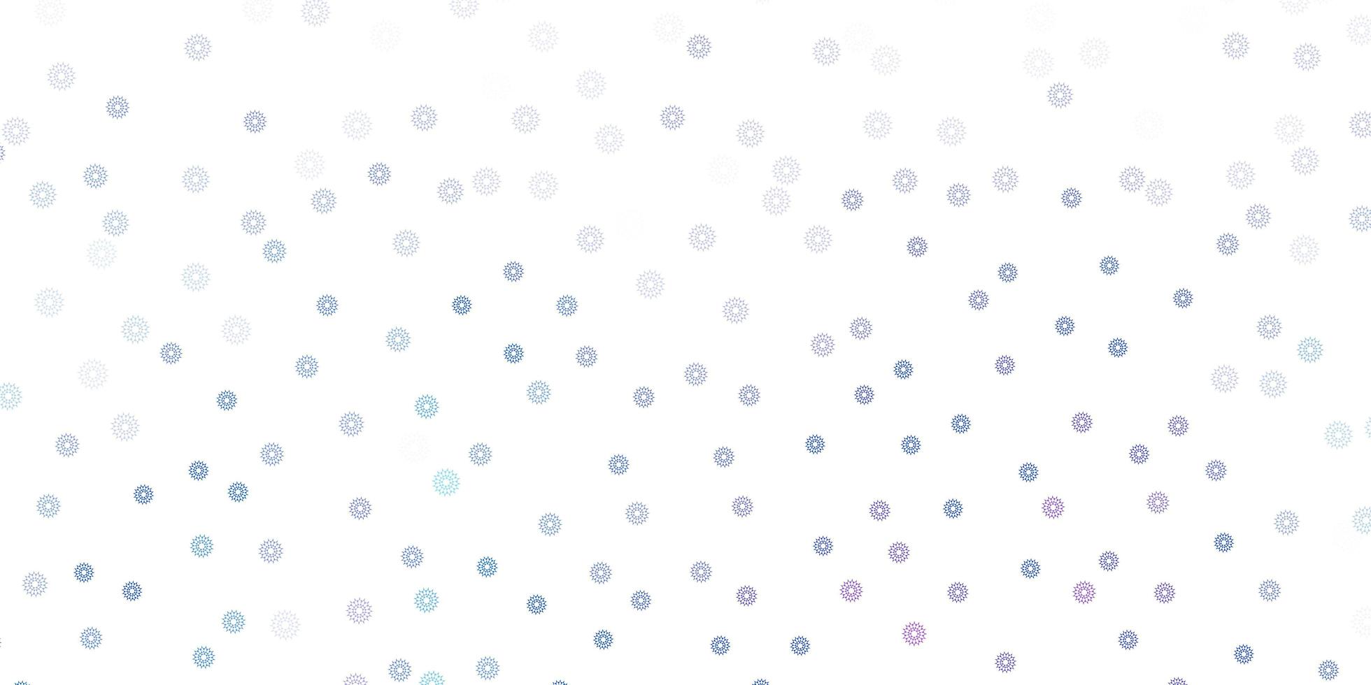 padrão de doodle de vetor rosa e azul claro com flores.