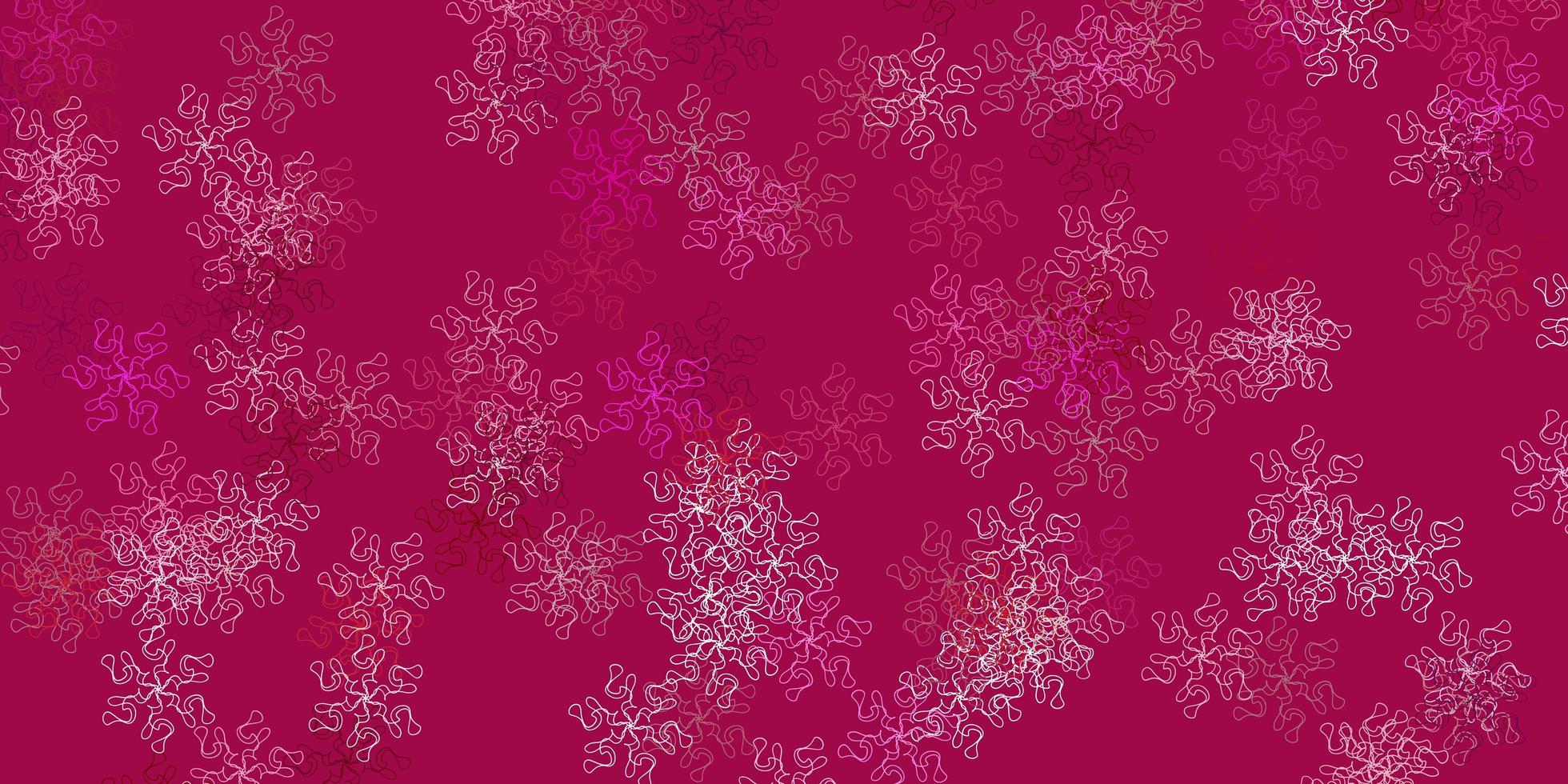 fundo do doodle do vetor rosa claro com flores.