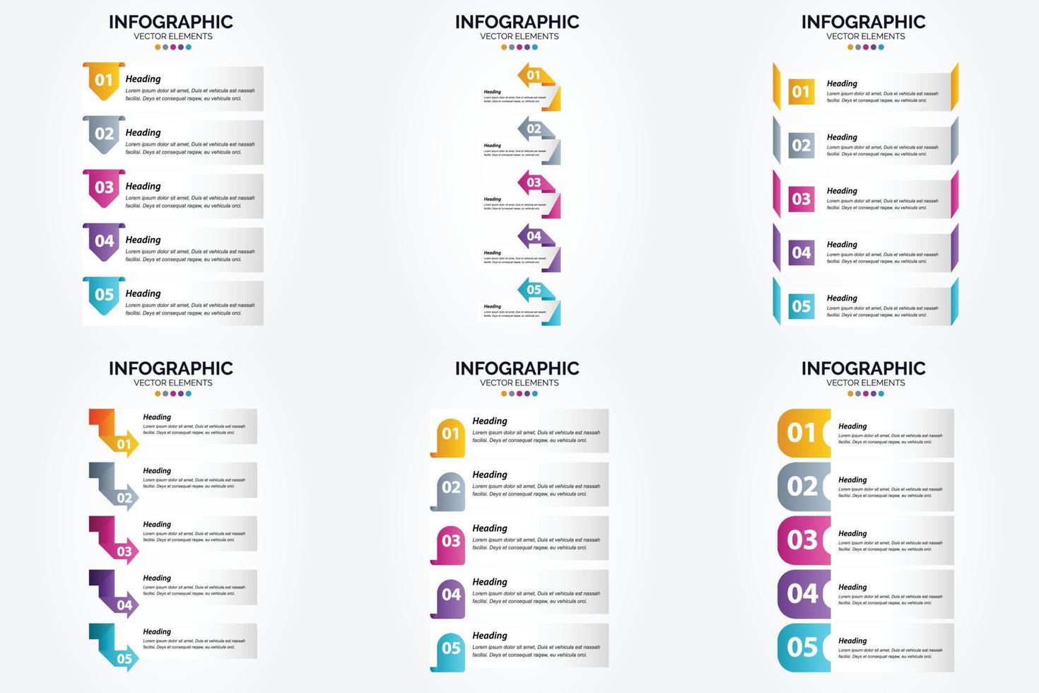 conjunto de design plano de infográficos de ilustração vetorial para folheto publicitário e revista vetor