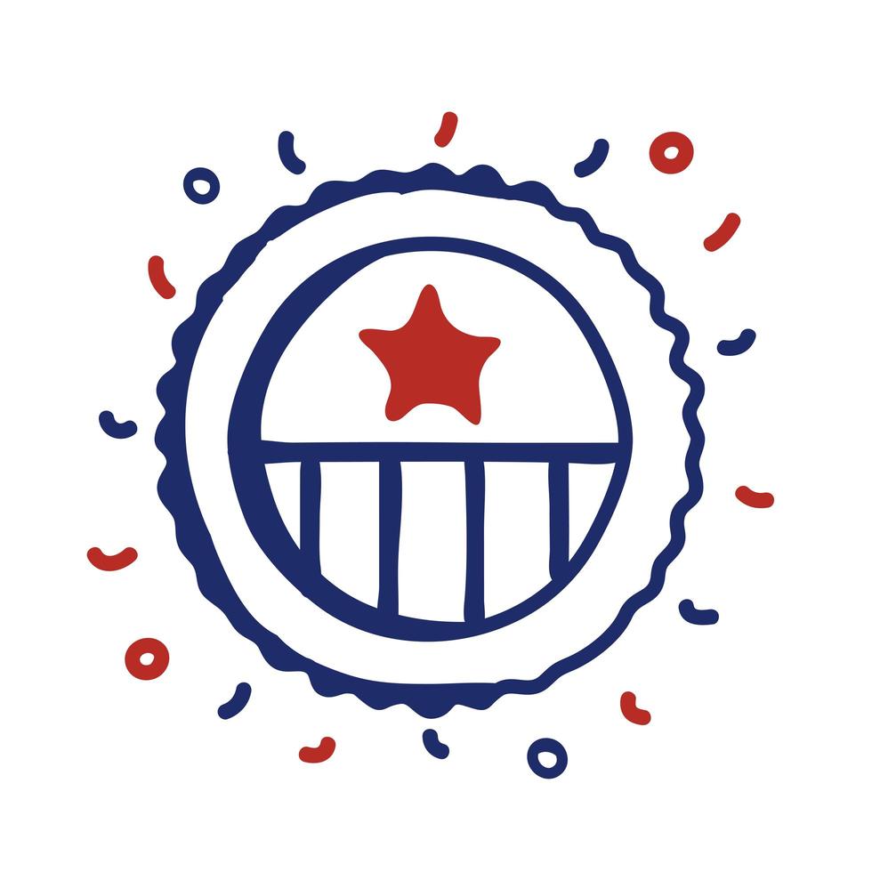 ilustração vetorial estilo de linha de moldura circular bandeira dos EUA vetor