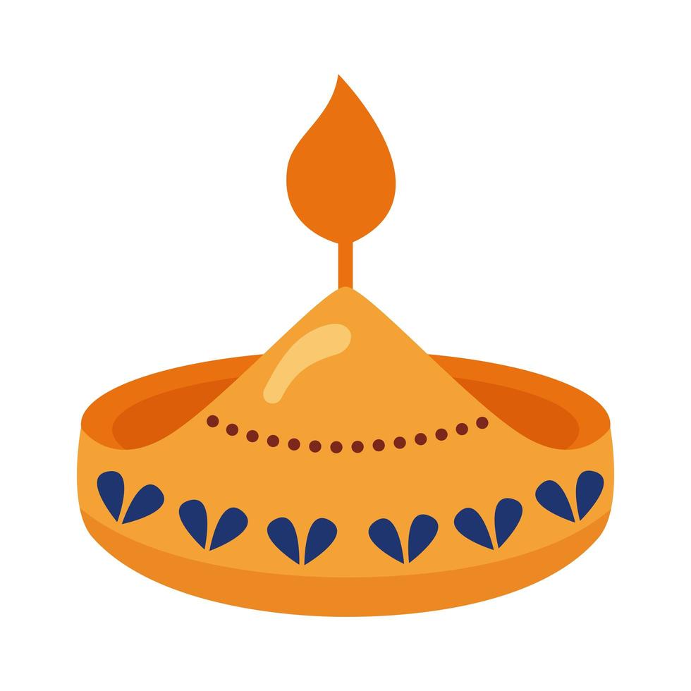 ícone plano hindu de chama de vela vetor