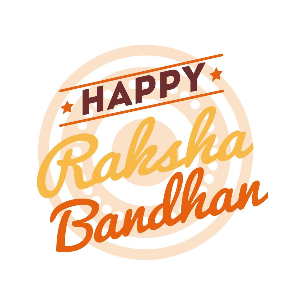 feliz celebração raksha bandhan com letras em estilo simples vetor