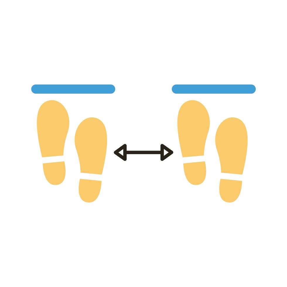 impressões de passos com distância social estilo plano vetor
