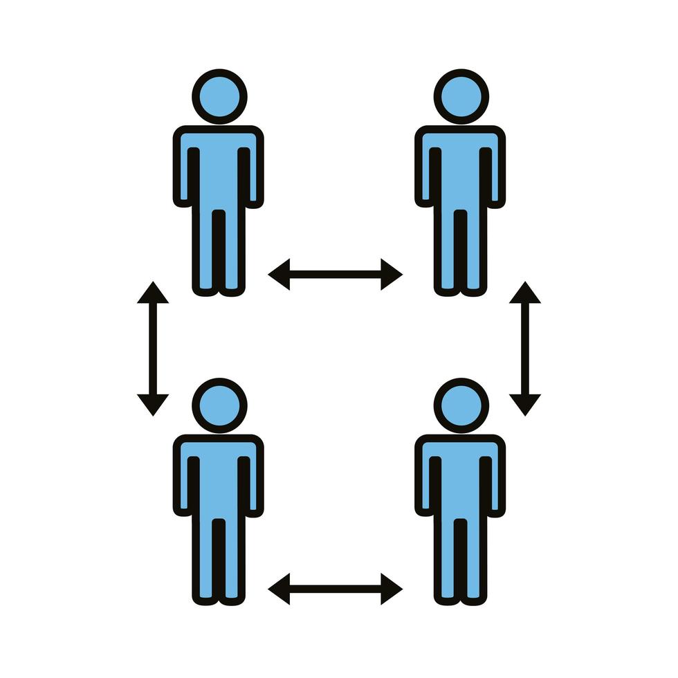 grupo de humanos com distância social vetor