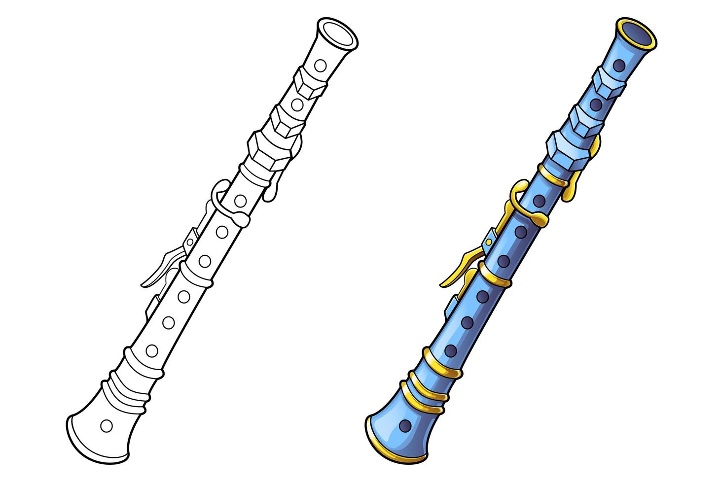 desenho de flauta para colorir para crianças vetor