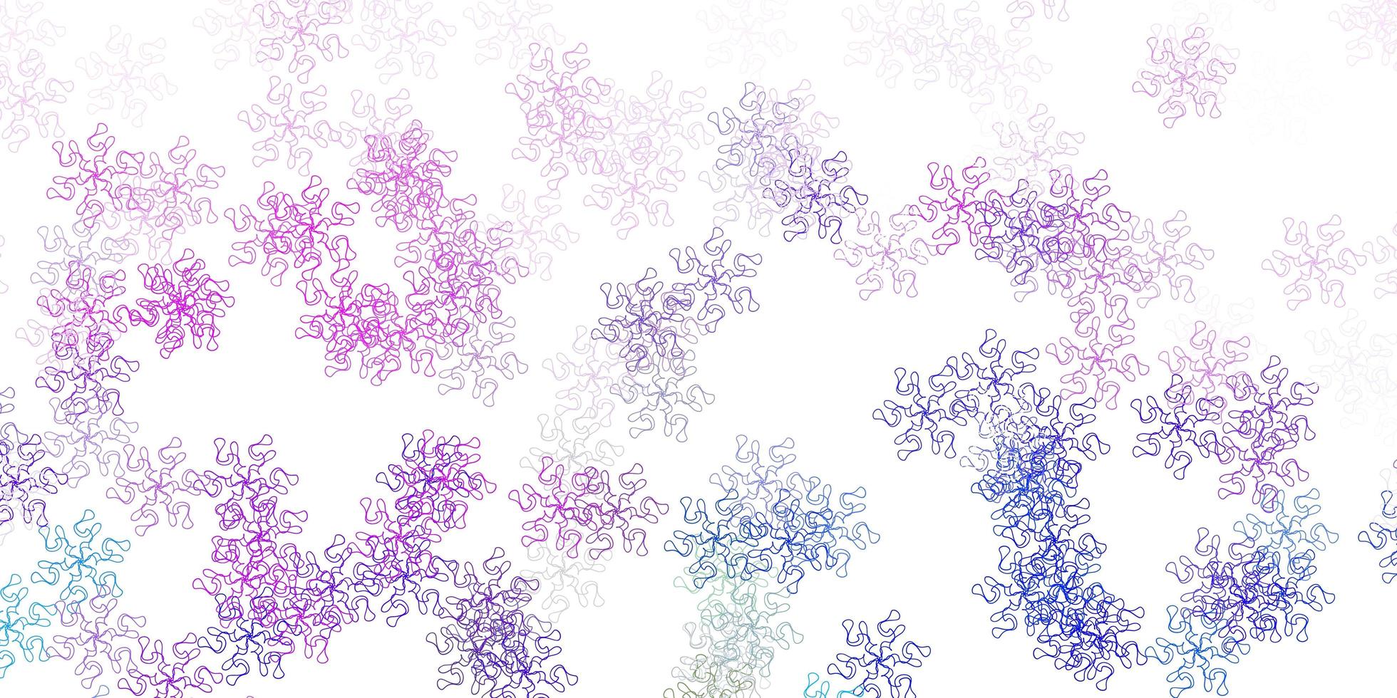 padrão de doodle de vetor rosa e azul claro com flores.