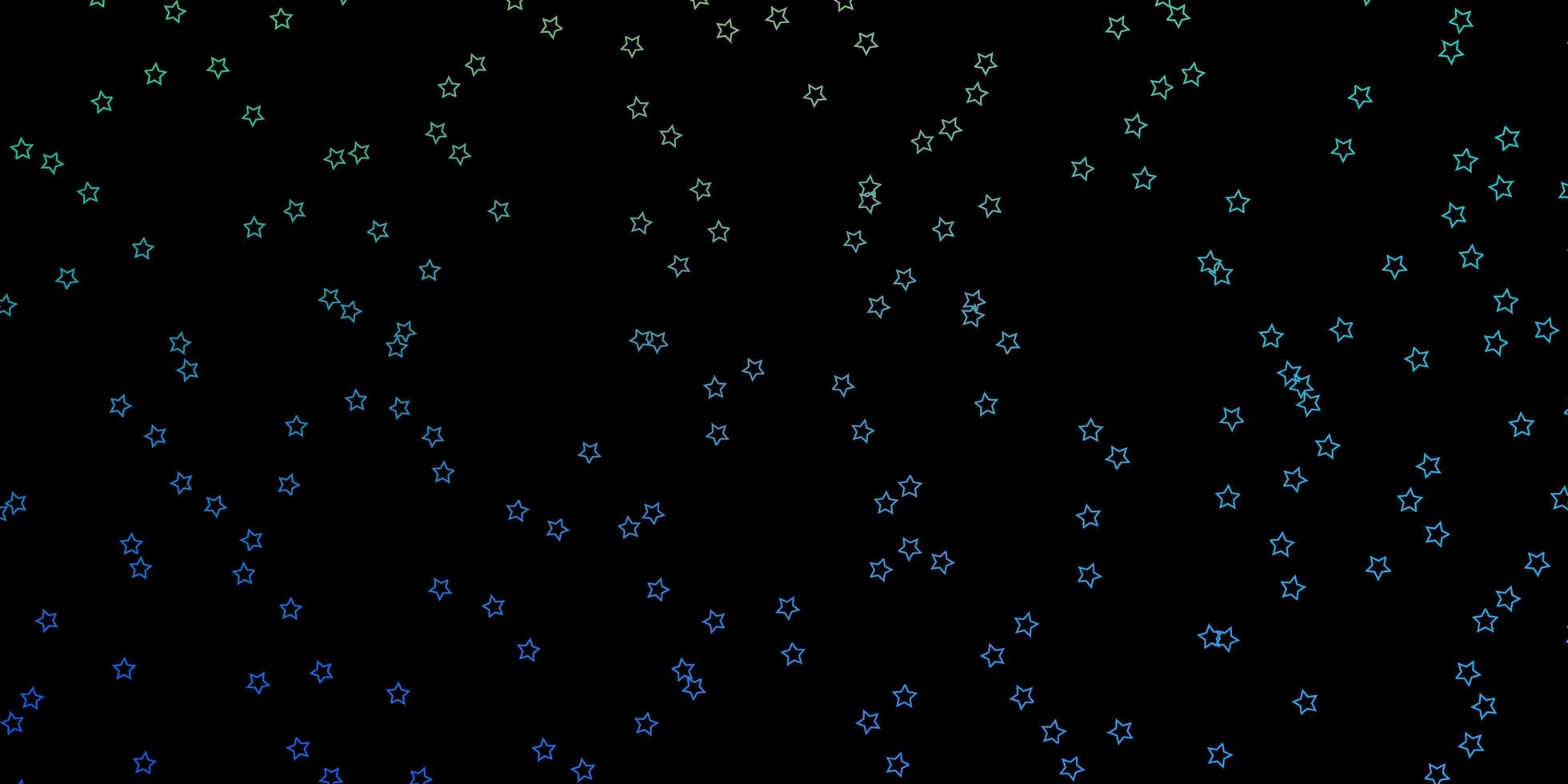 layout de vetor azul escuro e verde com estrelas brilhantes.