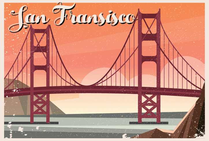 Golden Gate Bridge de San Fransisco Postcard vetor