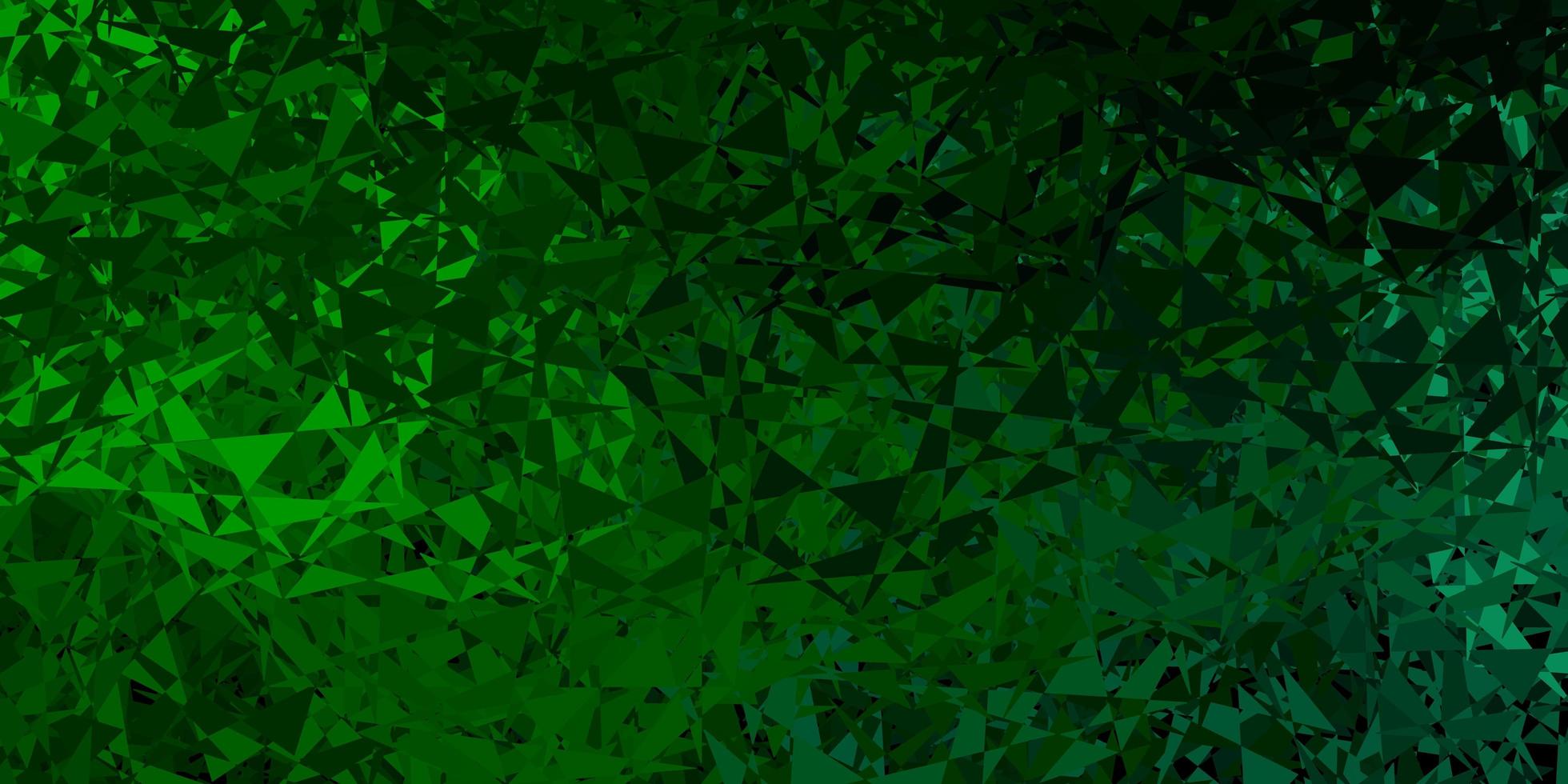 textura vector verde escuro com triângulos aleatórios.