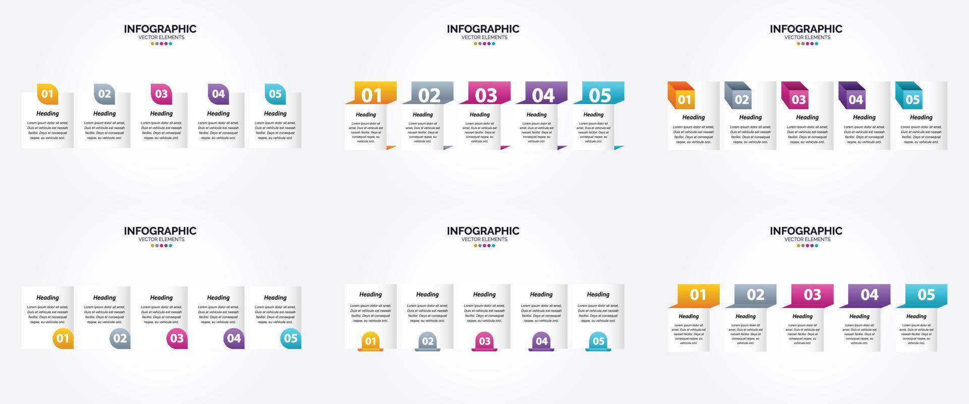 conjunto de design plano de infográficos de ilustração vetorial para folheto publicitário e revista vetor