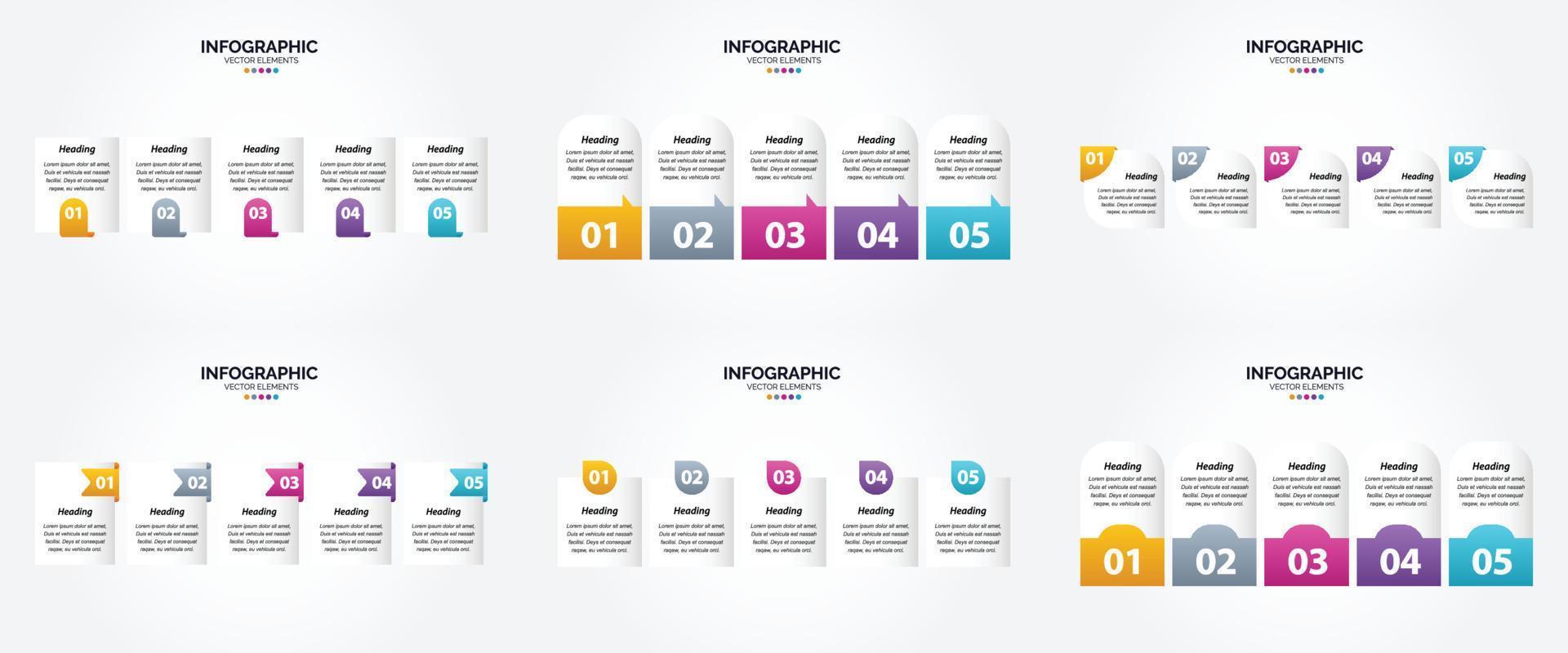 conjunto de design plano de infográficos de ilustração vetorial para folheto publicitário e revista vetor