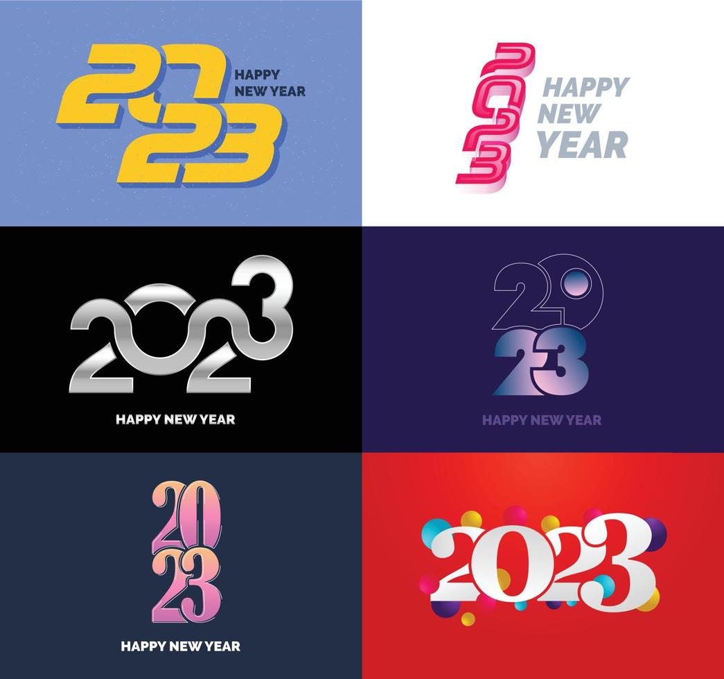 grande conjunto de design de texto de logotipo de feliz ano novo de 2023 modelo de design de número de 2023 vetor