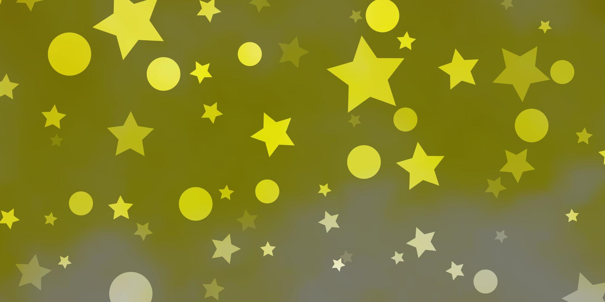 pano de fundo vector amarelo claro com círculos, estrelas.