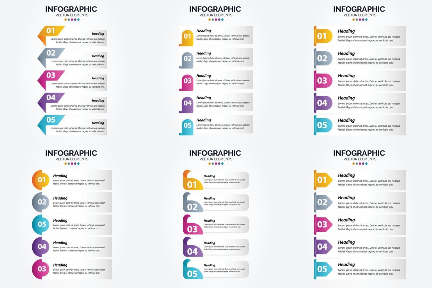 conjunto de design plano de infográficos de ilustração vetorial para folheto publicitário e revista vetor