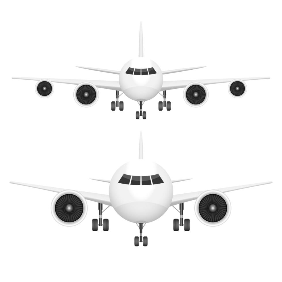 ilustração de desenho vetorial vista frontal do avião isolada no fundo branco vetor