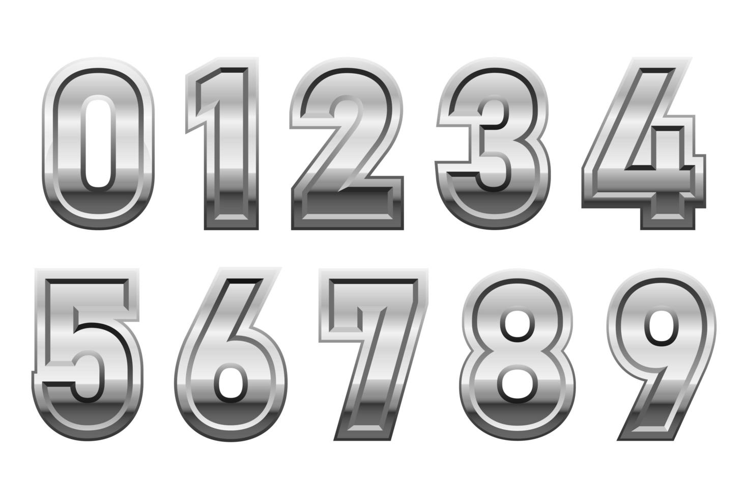 ilustração de desenho vetorial de números metálicos isolada no fundo branco vetor