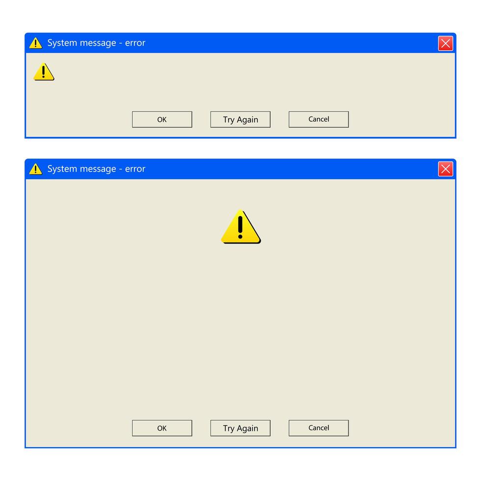 ilustração do desenho do vetor da mensagem do windows isolada no fundo branco