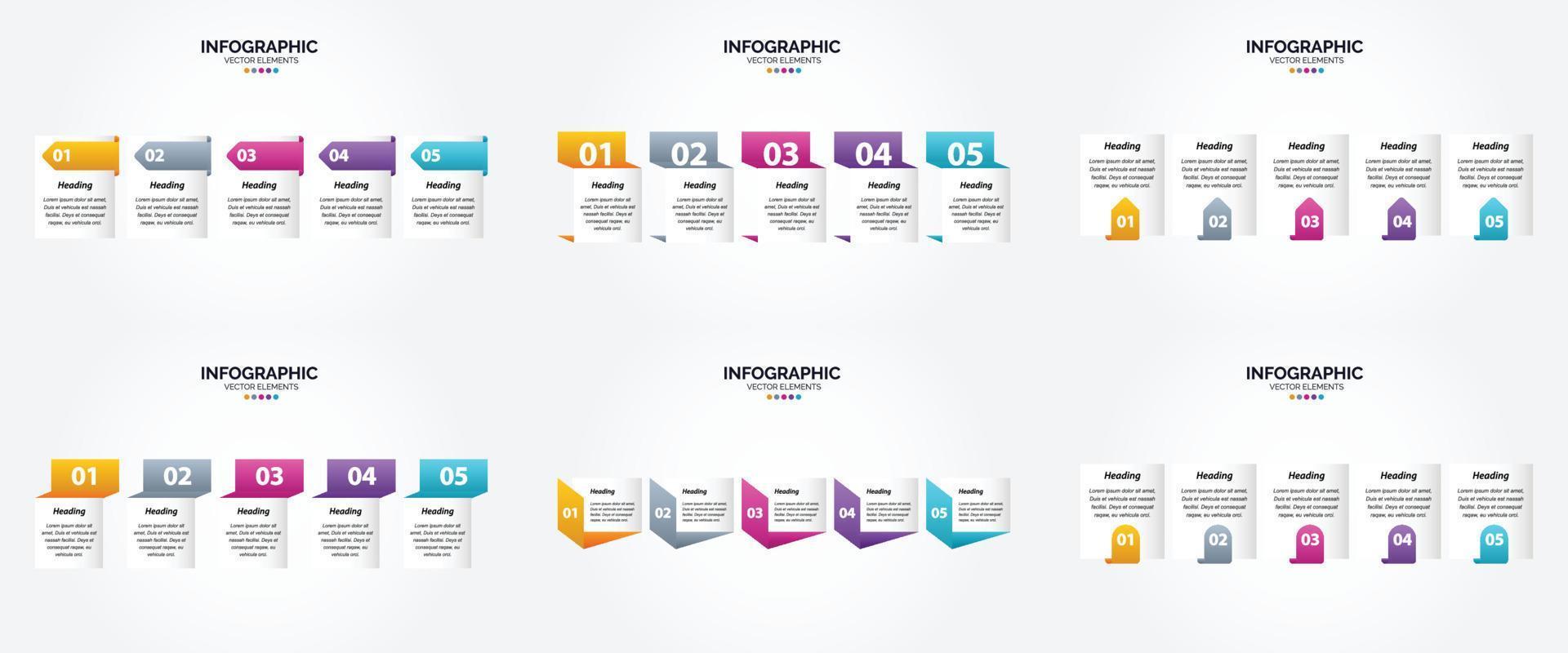 conjunto de design plano de infográficos de ilustração vetorial para folheto publicitário e revista vetor