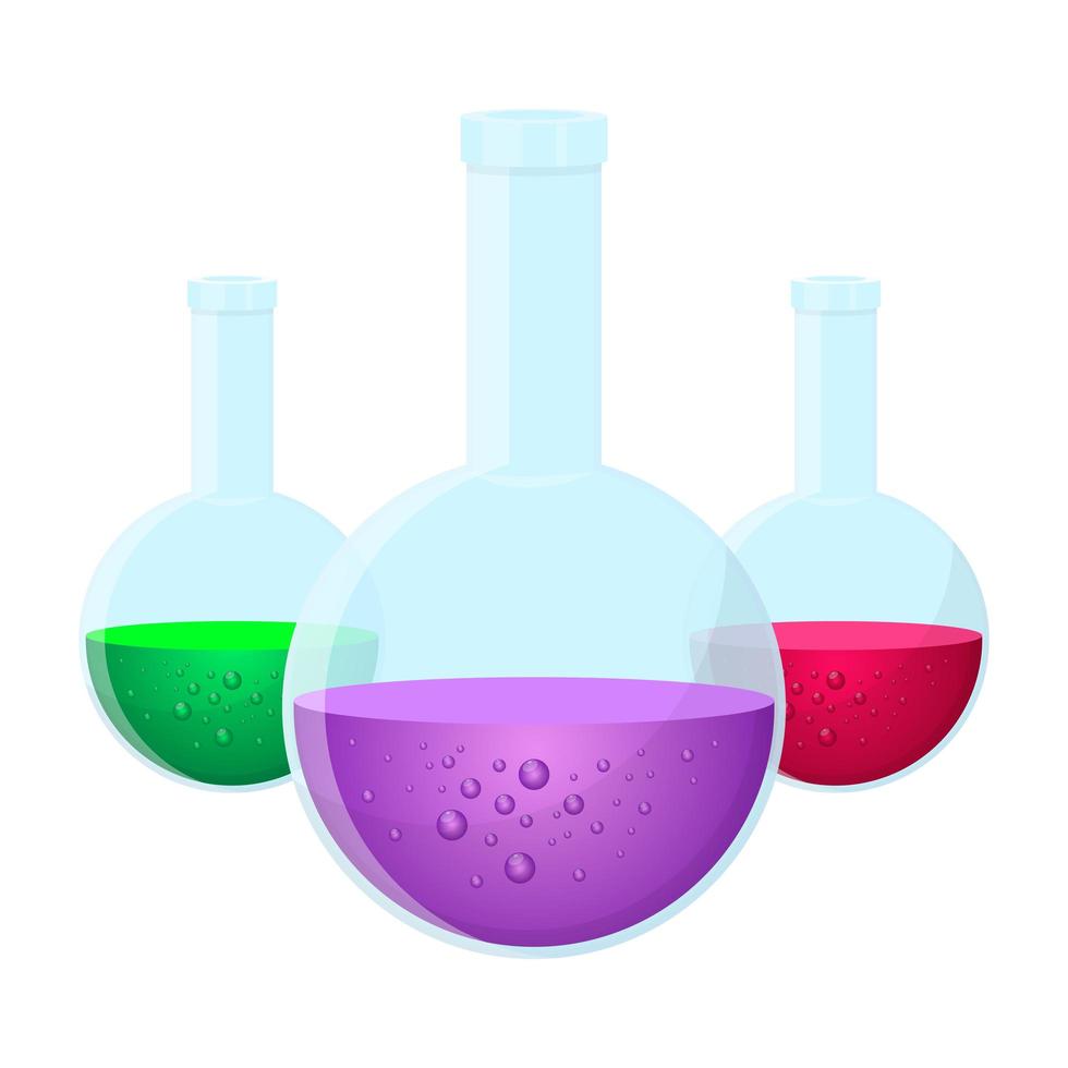 Ilustração de desenho vetorial de frascos químicos de laboratório isolada no fundo branco vetor