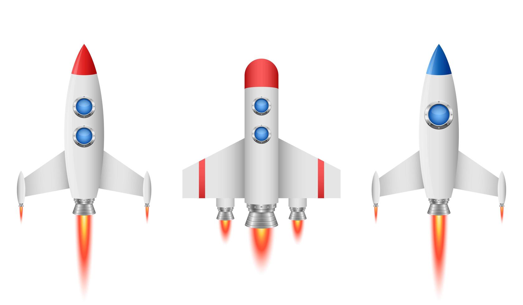 Ilustração em vetor foguete espacial isolada no fundo branco