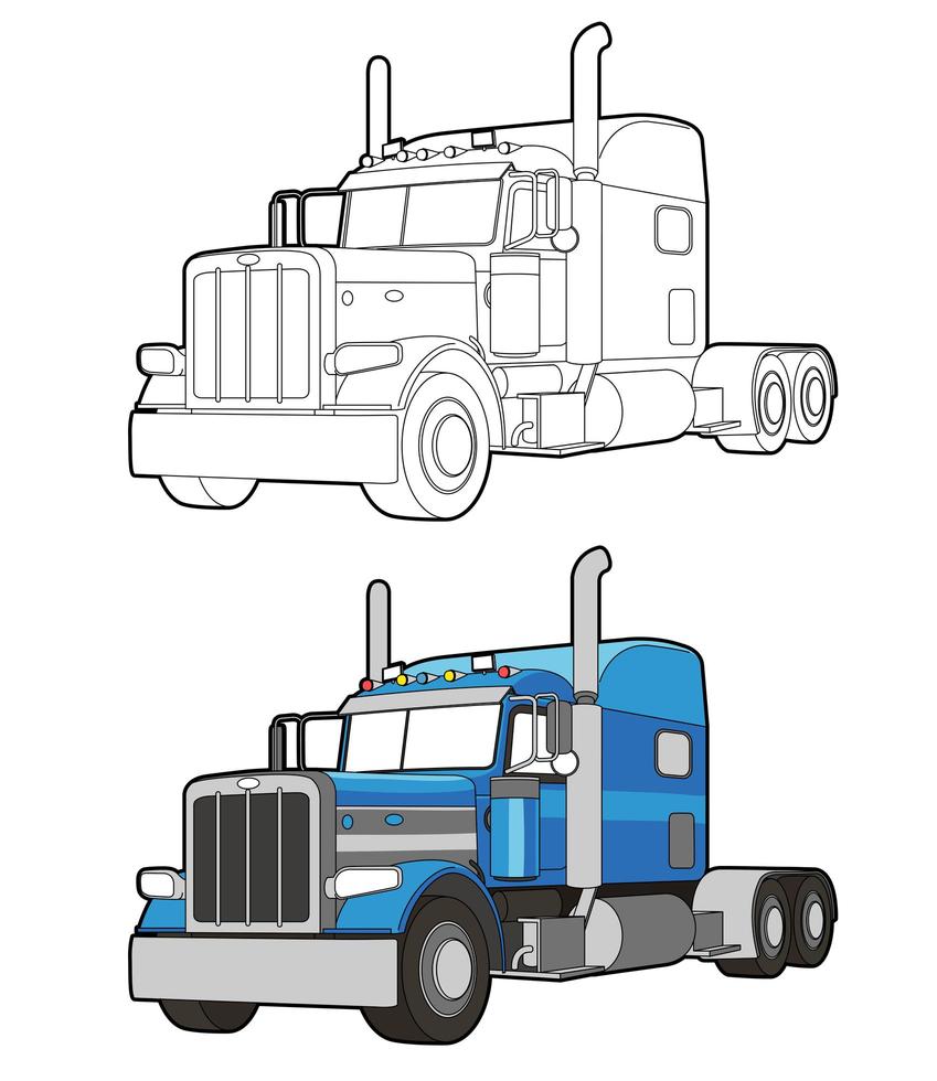 desenho de caminhão para colorir facilmente para crianças vetor