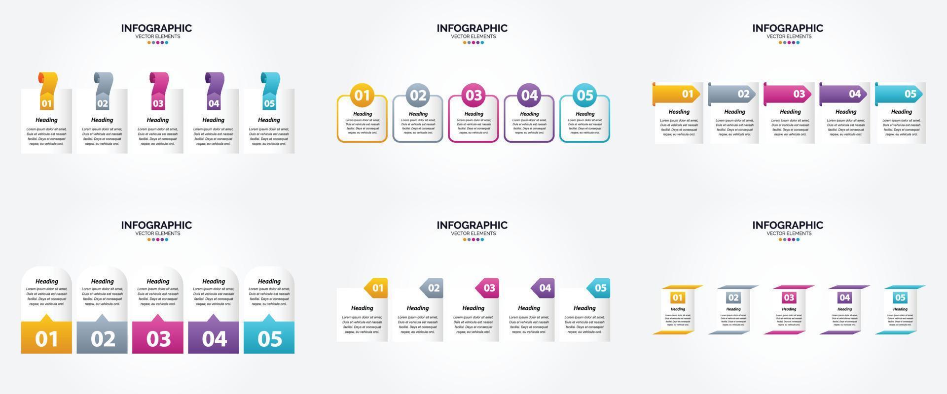 conjunto de design plano de infográficos de ilustração vetorial para folheto publicitário e revista vetor