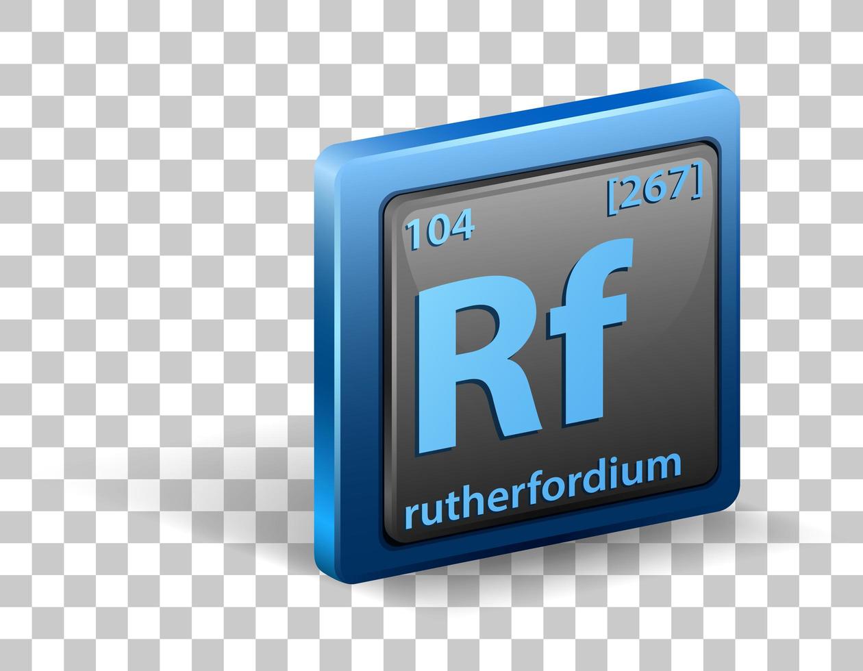 elemento químico rutherfórdio. símbolo químico com número atômico e massa atômica. vetor