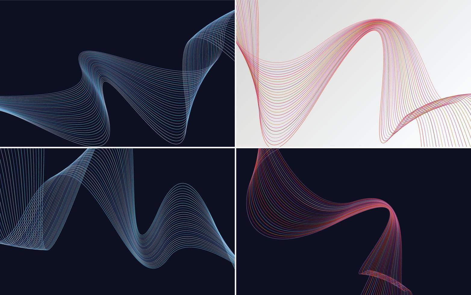 pacote de plano de fundo de apresentação abstrata de curva de onda moderna vetor