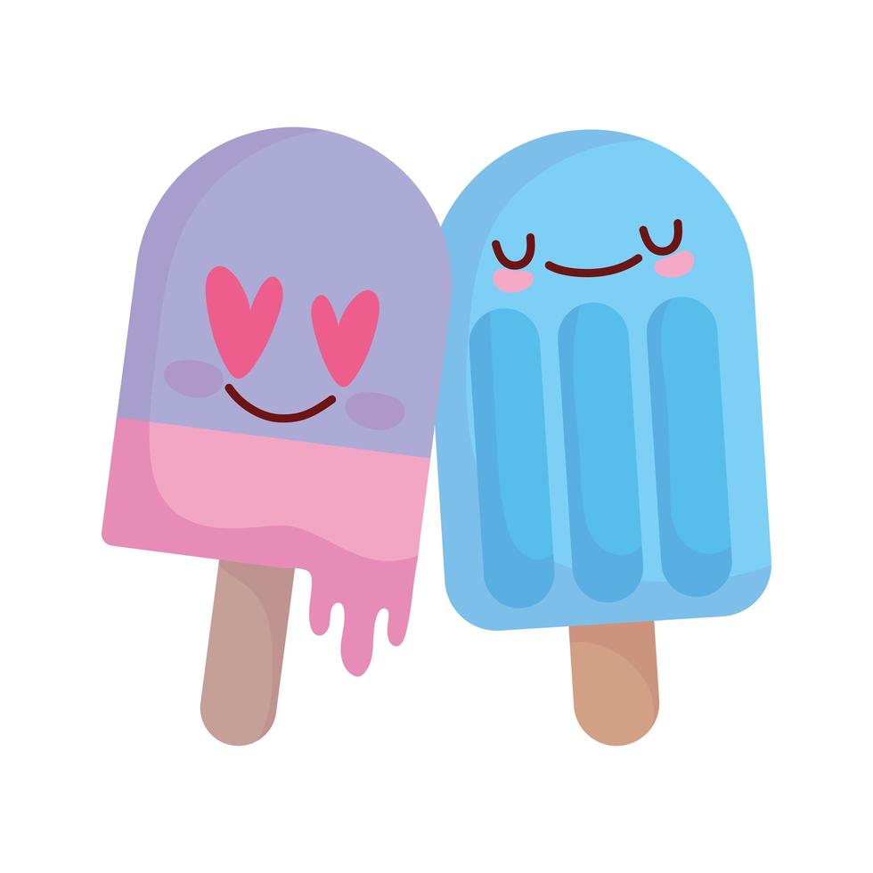 sorvete em palitos amor corações menu personagem desenho animado comida  fofo 1845639 Vetor no Vecteezy