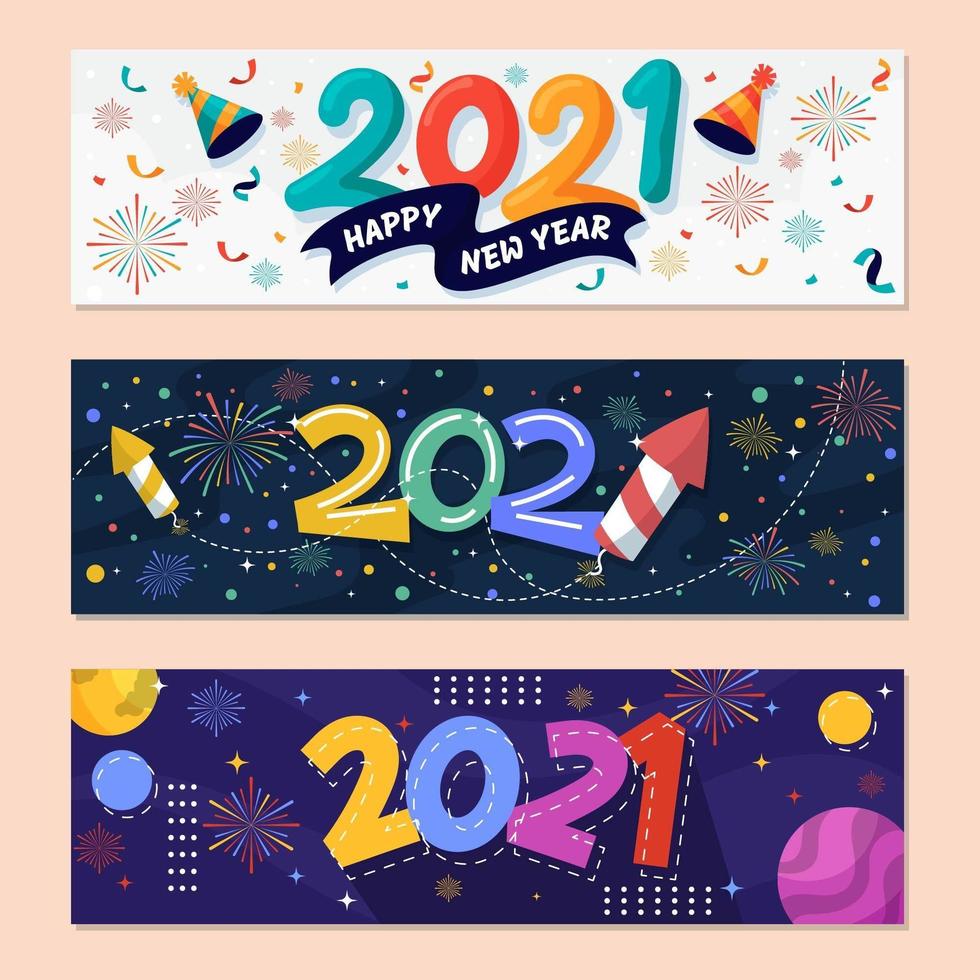 banner da festa de ano novo 2021 vetor