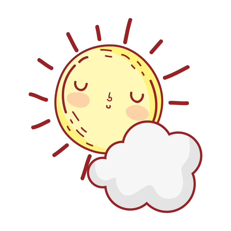 sol nuvem clima verão desenho animado ícone isolado vetor