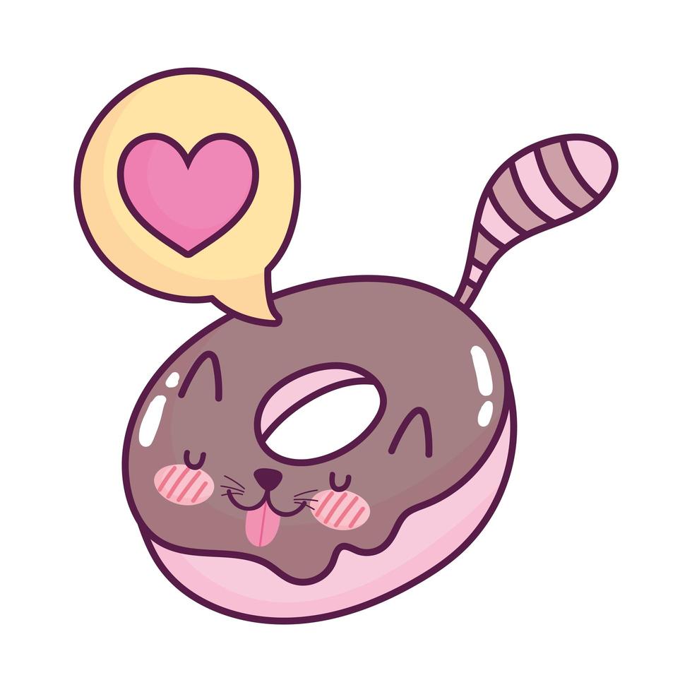 comida fofa donut conversa bolha doce kawaii desenho isolado design vetor