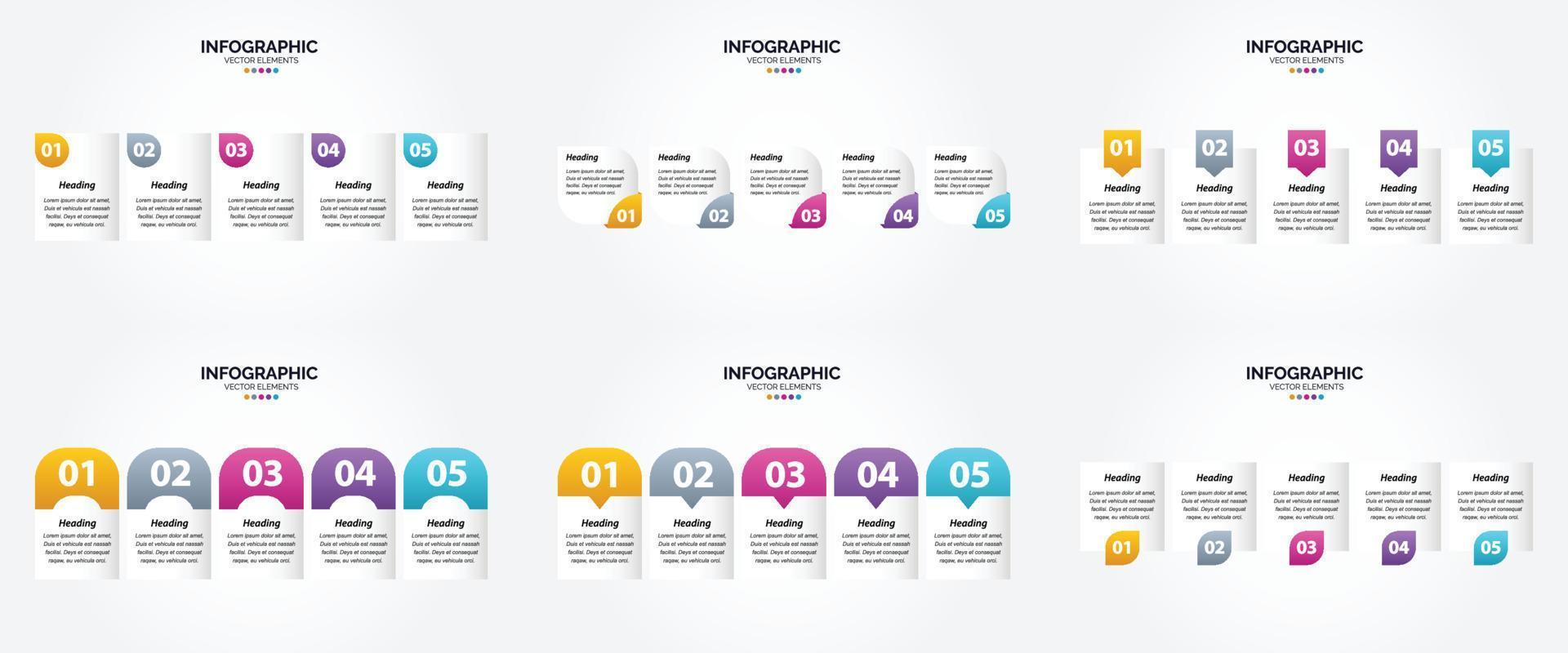 conjunto de design plano de infográficos de ilustração vetorial para folheto publicitário e revista vetor