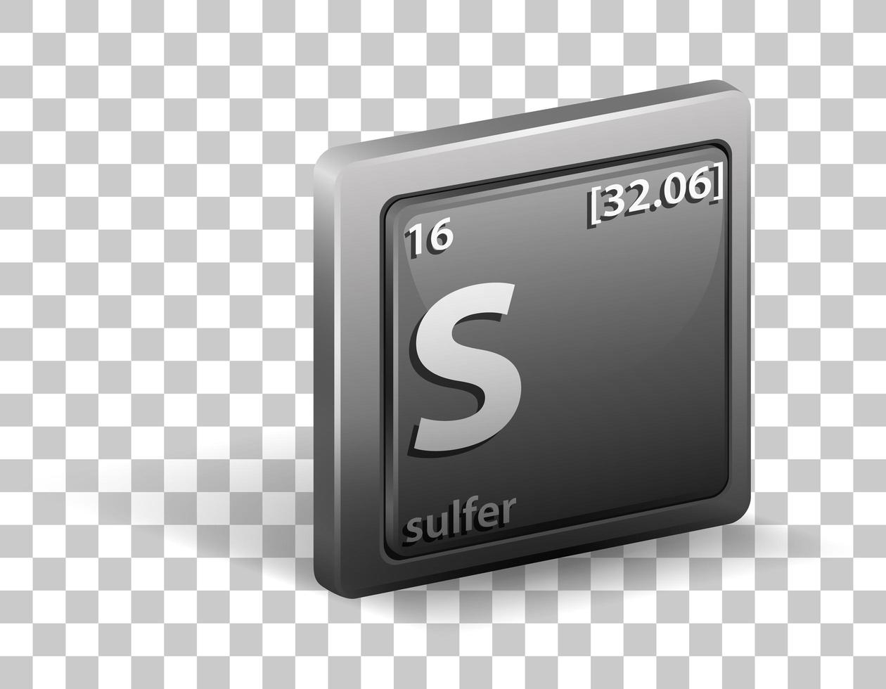 elemento químico sulfuroso. símbolo químico com número atômico e massa atômica. vetor
