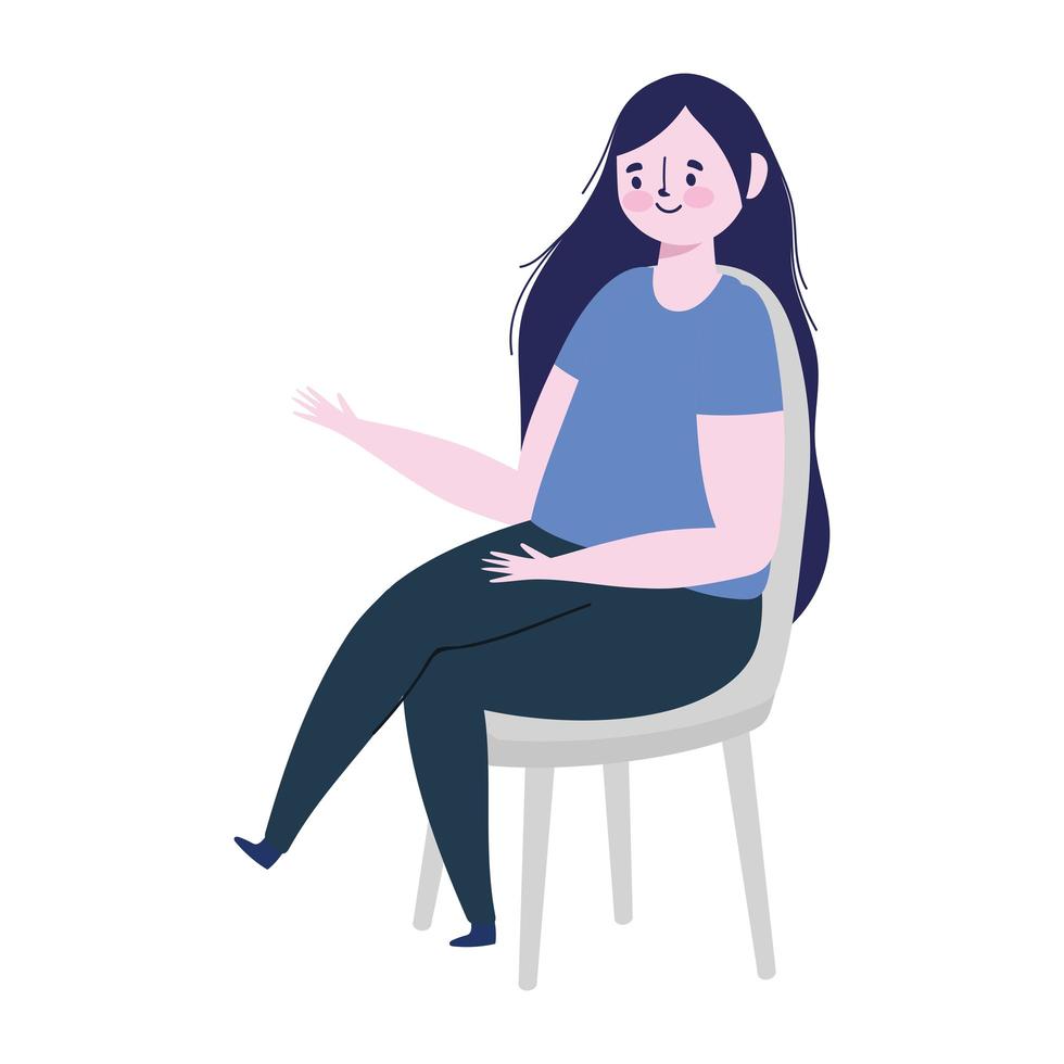 jovem sentada na cadeira desenho ícone isolado vetor