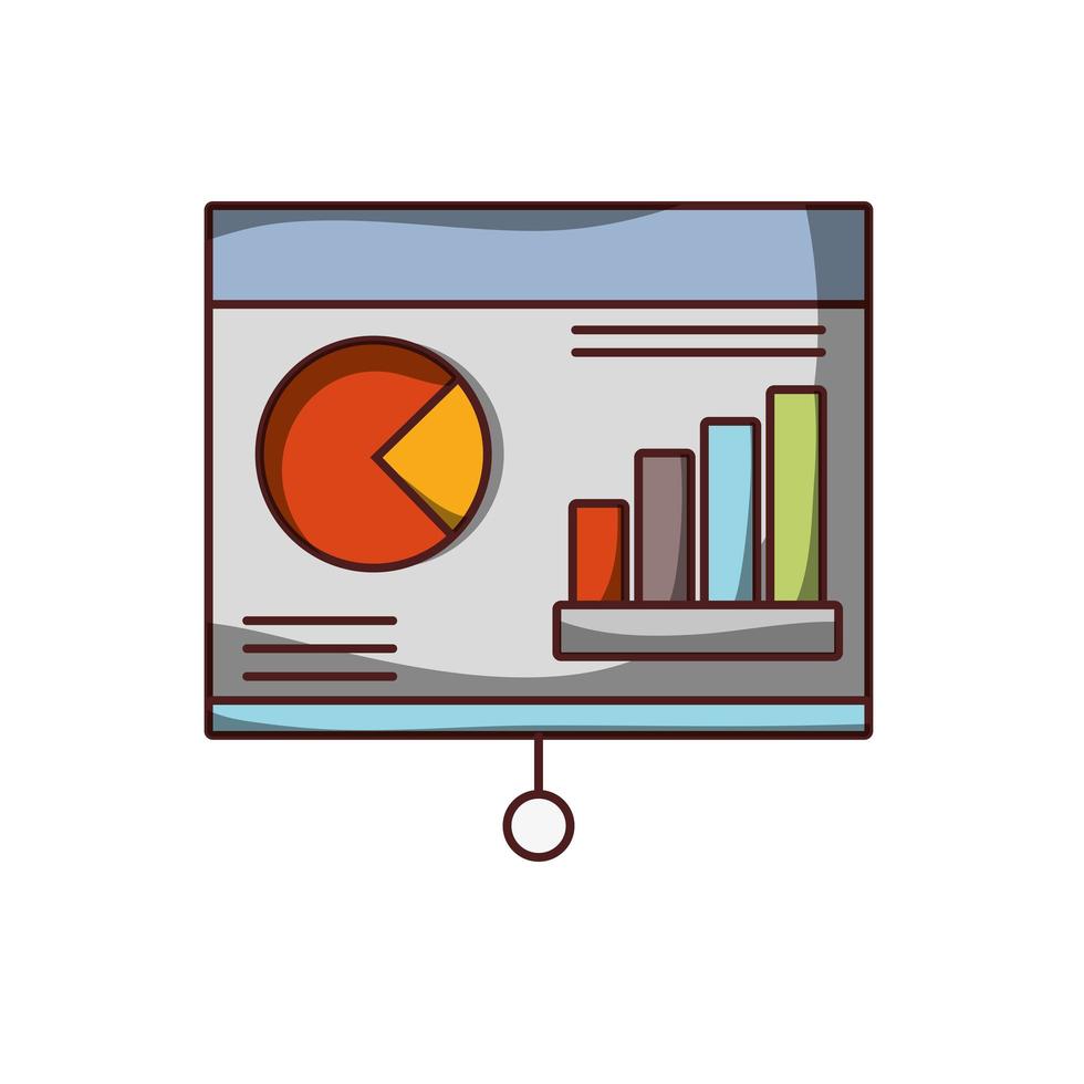 apresentação negócios gráfico financeiro ícone de crescimento isolado sombra de projeto vetor