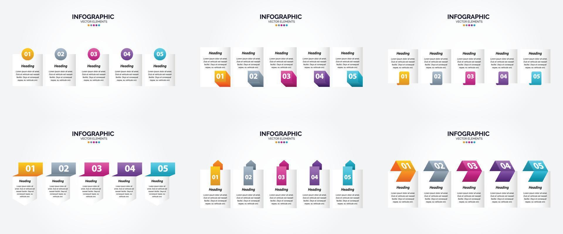 conjunto de design plano de infográficos de ilustração vetorial para folheto publicitário e revista vetor