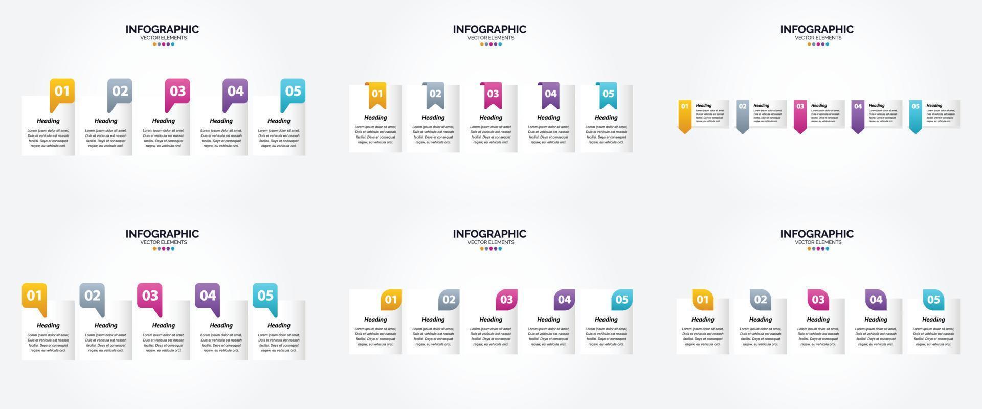 conjunto de design plano de infográficos de ilustração vetorial para folheto publicitário e revista vetor