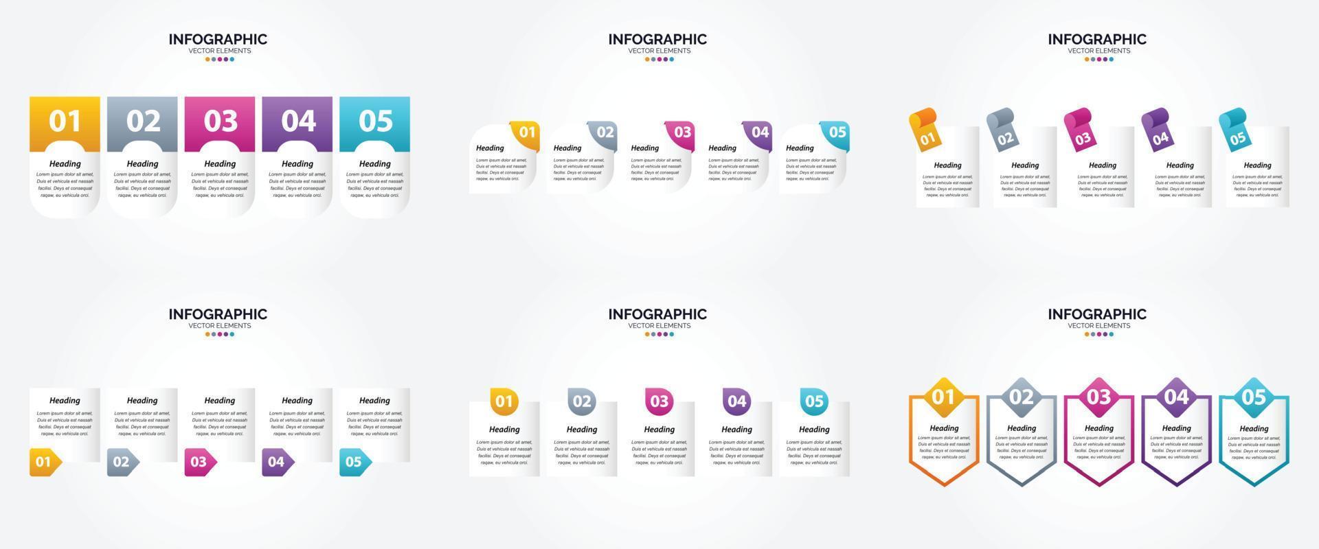 conjunto de design plano de infográficos de ilustração vetorial para folheto publicitário e revista vetor