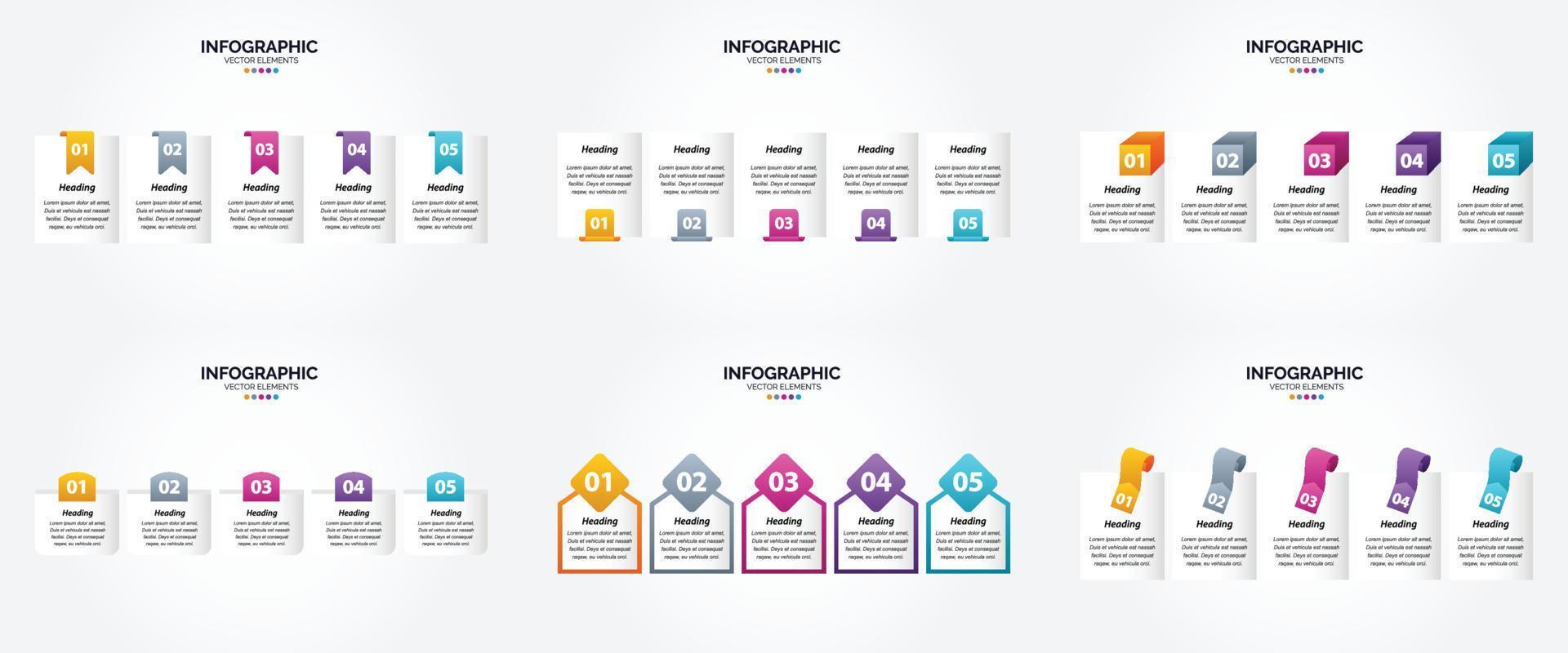 conjunto de design plano de infográficos de ilustração vetorial para folheto publicitário e revista vetor