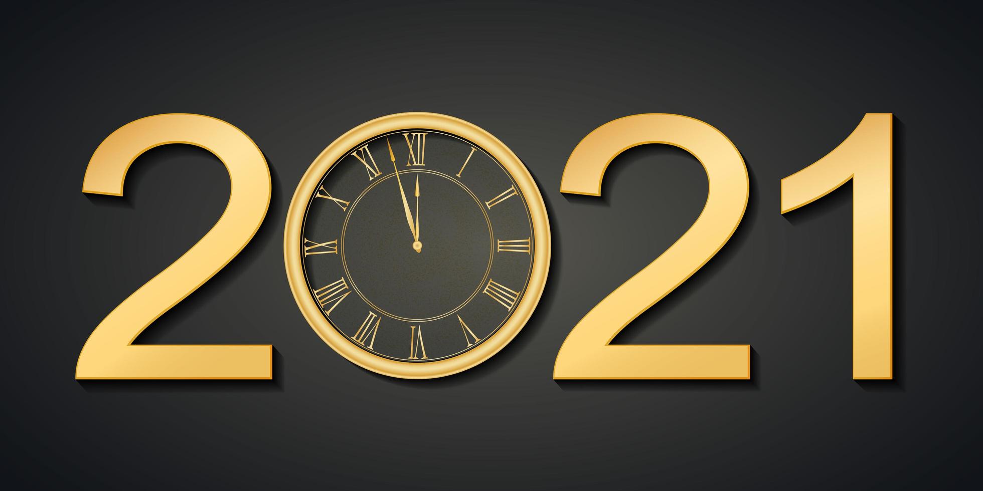 modelo de design de banner de web de ano novo 2021 brilhante preto e dourado. vetor