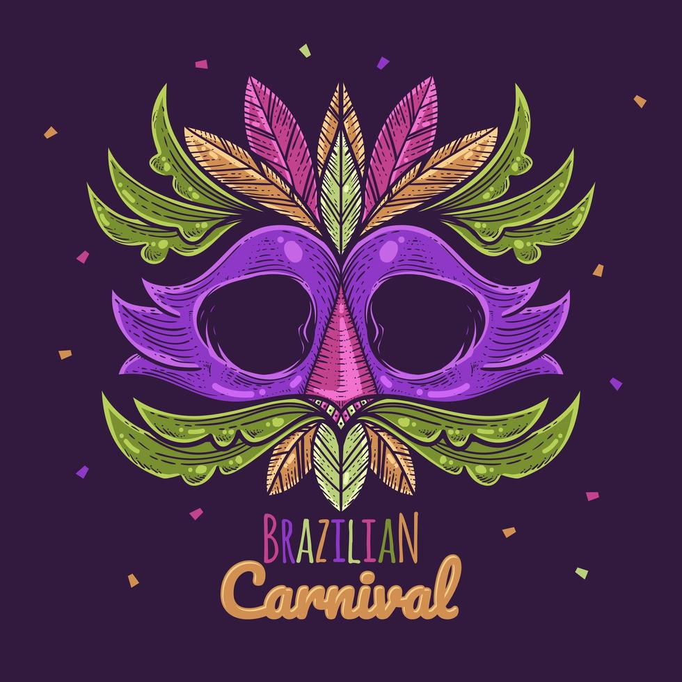 ilustração carnaval brasileiro com máscara vetor
