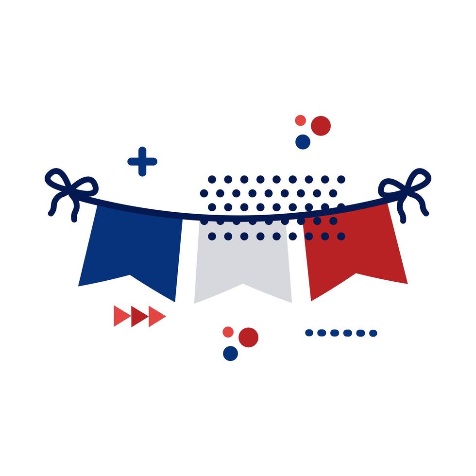 guirlandas com bandeira da França em estilo simples vetor