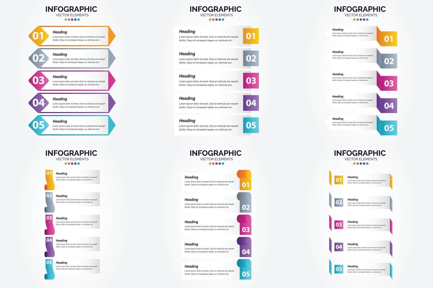 conjunto de design plano de infográficos de ilustração vetorial para folheto publicitário e revista vetor